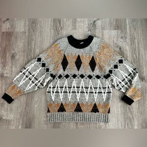 Vintage Jay Jacobs argyle wool blend Crewneck Grandpa grey Sweater size M